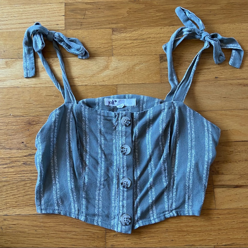 Green tie crop top